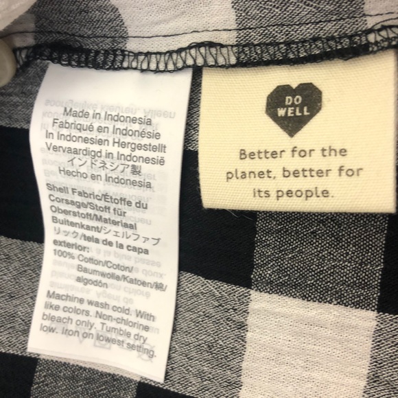 Madewell Black/White Gingham Peplum Short Sleeve Button Down Shirt Size S - Picture 12 of 13